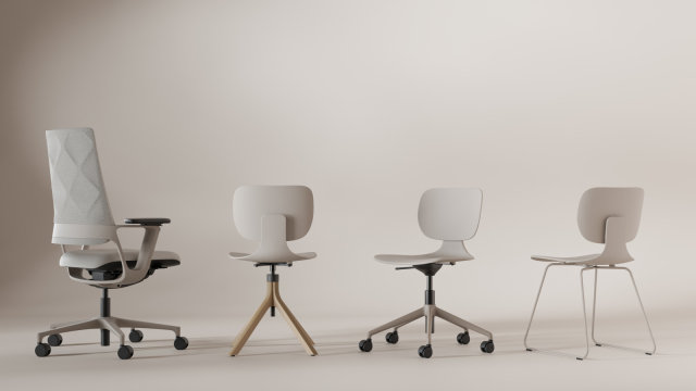 Hier eine SEO-optimierte Bildbeschreibung:  Vier hochwertige Designstühle aus der Designlinie Simply Taupe. Die Stühle überzeugen durch ihre klare Formensprache, elegante Taupe-Farbgebung und ergonomisches Design. Ideal für moderne Wohn-, Konferenz- oder Loungebereiche. Zeitlose Ästhetik trifft auf komfortables Sitzen und nachhaltige Materialwahl.